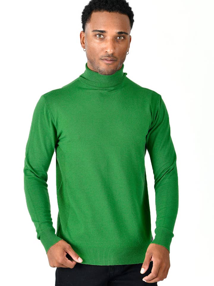 BARABAS - Wholesale Knit Sweater - Men's - Men's Turtleneck Ribbed Solid Basic Sweater LS21006