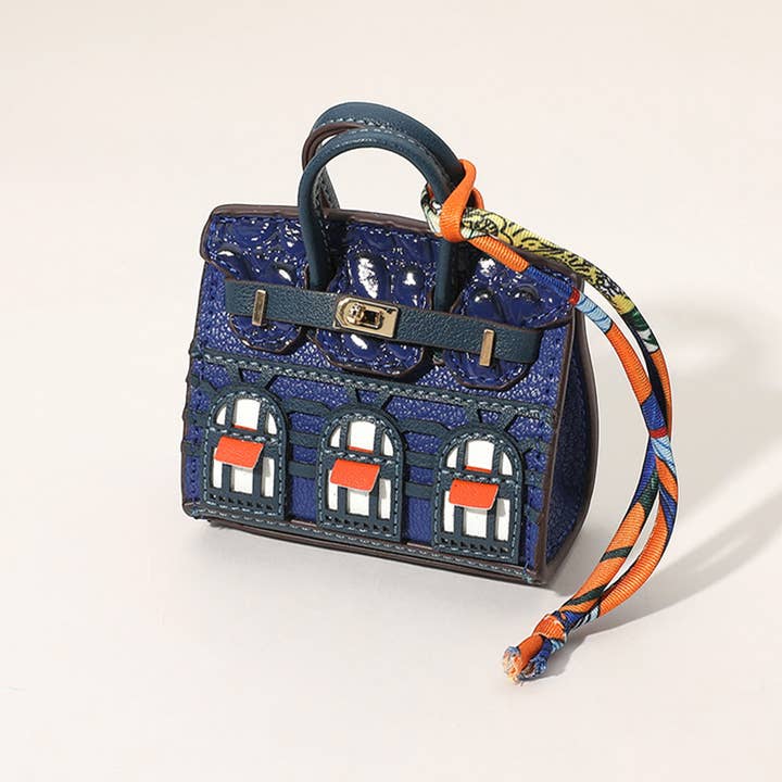 Sensibling Corp. - Wholesale Keychain - Women's - House Printed Faux Leather Mini Purse / Bag Charm