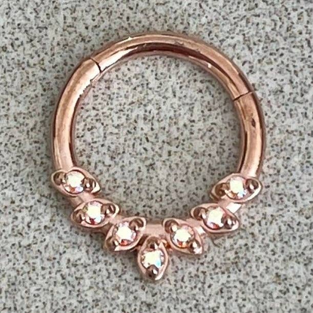 Rose Gold Septum Piercing (16G | 8mm | Surgical Steel | Rose Gold, Gold, Black or Silver) for wholesale by Elara Body Jewelry
