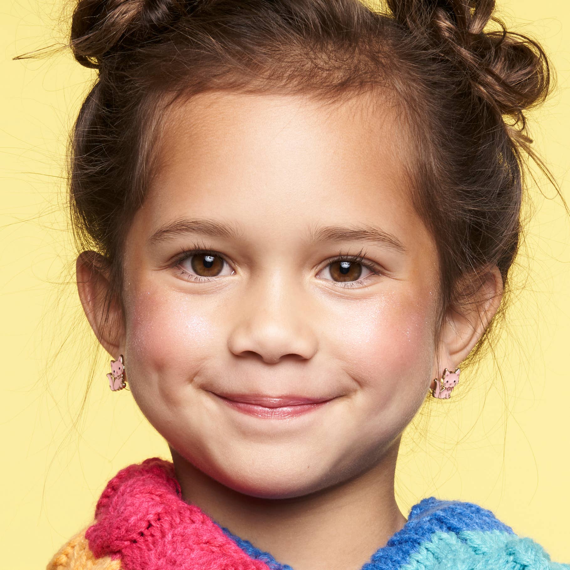 Girl Nation – wholesale Örhängen - Barn – Rosa Kattunge Söta Stiftörhängen4