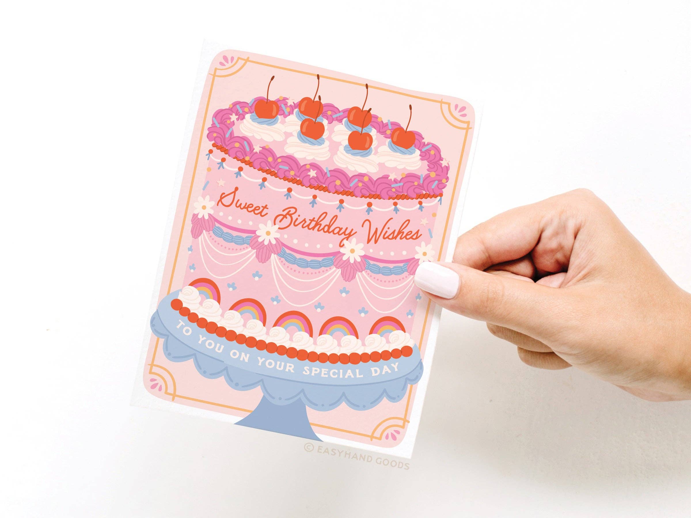 Easyhand Goods – formerly Onderkast - Wholesale Birthday Card - Sweet Birthday Wishes Retro Cake Greeting Card2