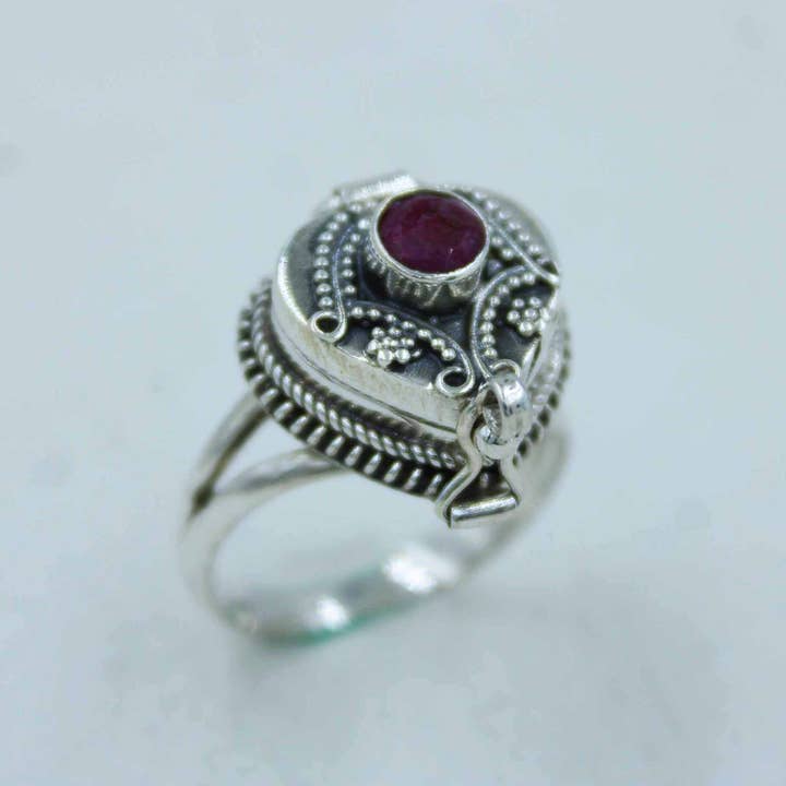 Ruby Gemstone Poison Ring - 925 Silver Jewelry for wholesale by Silvex Jewelry