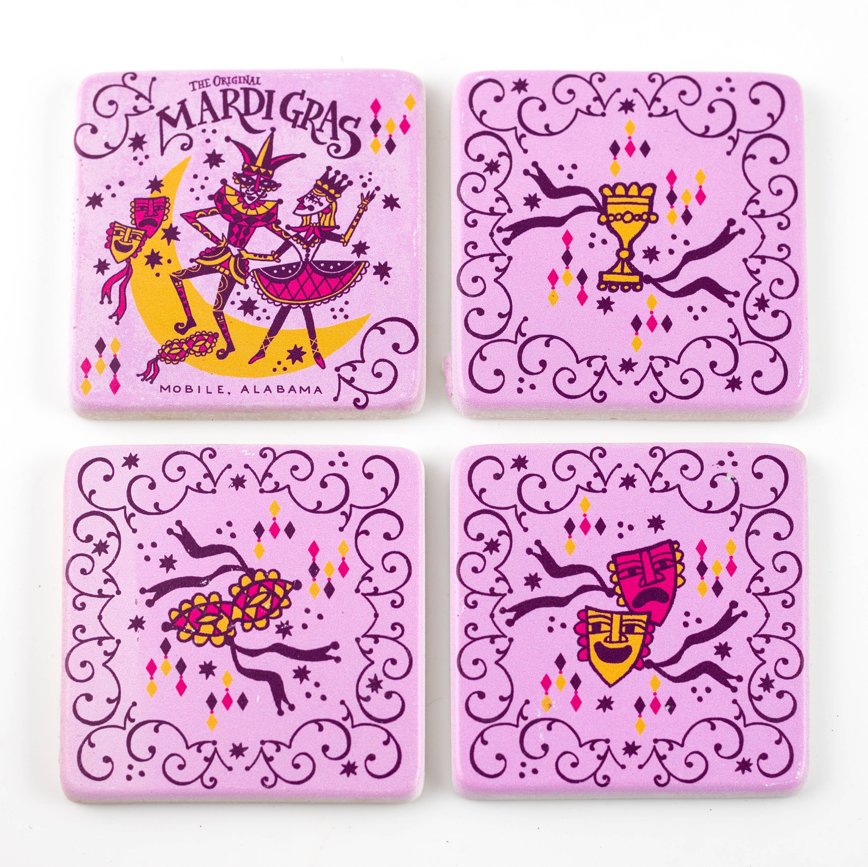 THE PARISH LINE - Wholesale Coasters - Coaster Set - Mobile Mardi Gras5