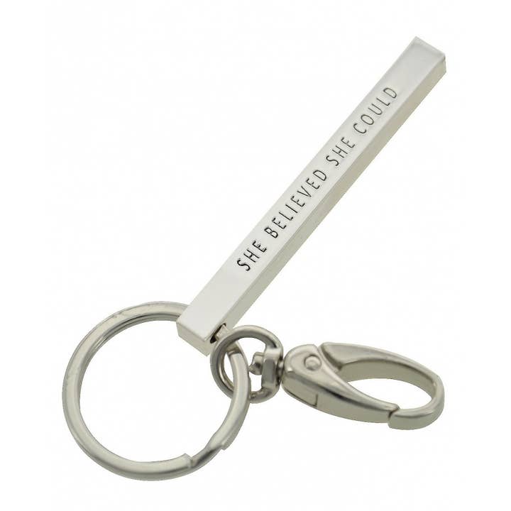 0011 PREMIERE - Wholesale Keychain - Women's - FR3985 SHE BELIEVED SHE COULD_Message Brass Bar KeyChain