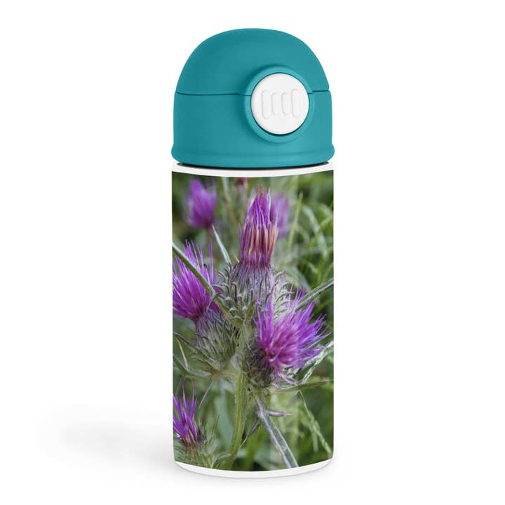 3dRose - Wholesale Water Bottle - 3dRose, Thistle Flowerhead - Syrian Thistle,Notobasis syriaca, Scotland, agavanos, purple flower, Flowerhead, Kids Water Bottle