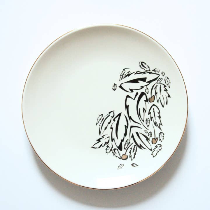 Cheshire Side Plate White Leaves - Set of 2 for wholesale by milly sands interiors ltd.