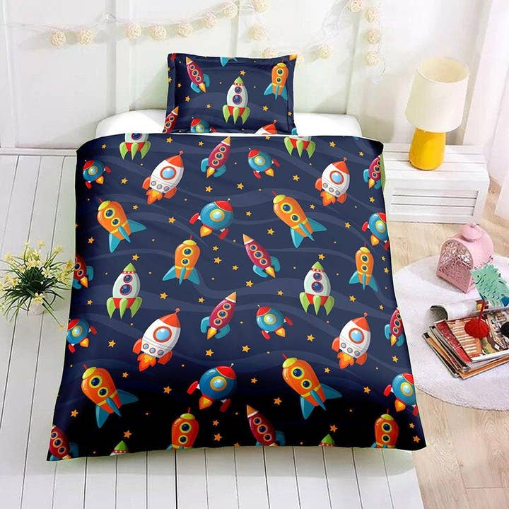 3D Rocket Space Star Kids Pattern Duvet Cover Bedding Set Quilt Cover Pillowcases Personalized Bedding Queen King Full Double 3 Pcs for wholesale by Jess Art Decoration