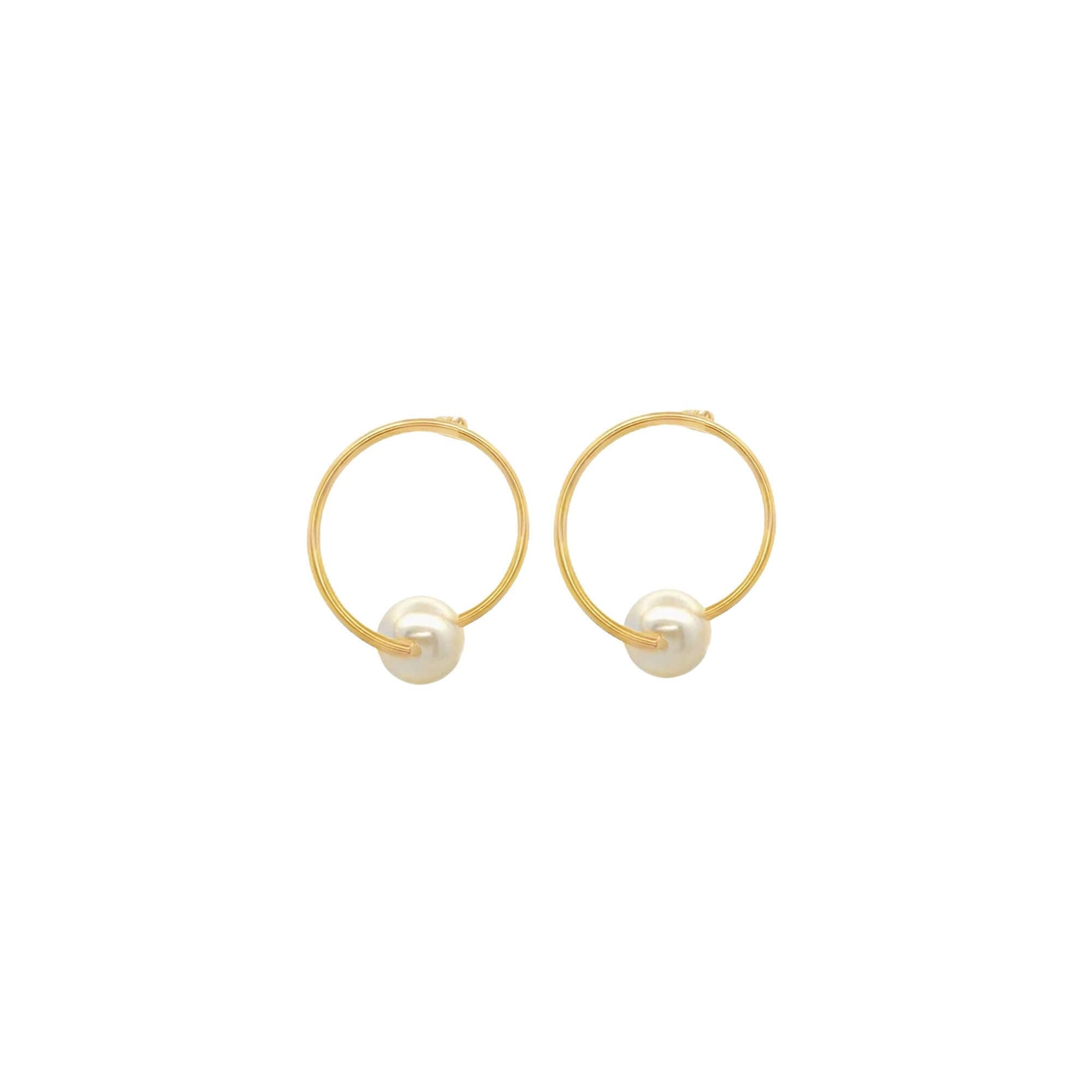MIA Jewelry - Wholesale Hoop Earrings - Small Pearl Swirl Hoop Push Back Earrings (J263/K366A)0