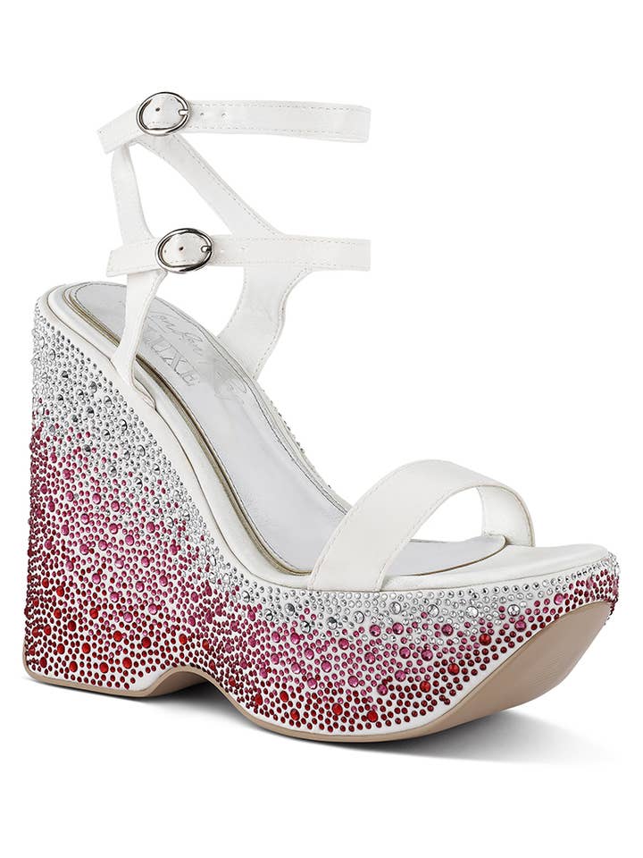 Richness Rhinestones Embellished Ultra High Wedge Sandals for wholesale by Rag Company