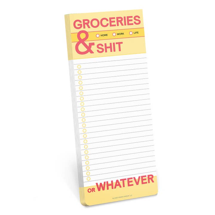 Groceries and Shit Make-a-List Pad for wholesale by Knock Knock