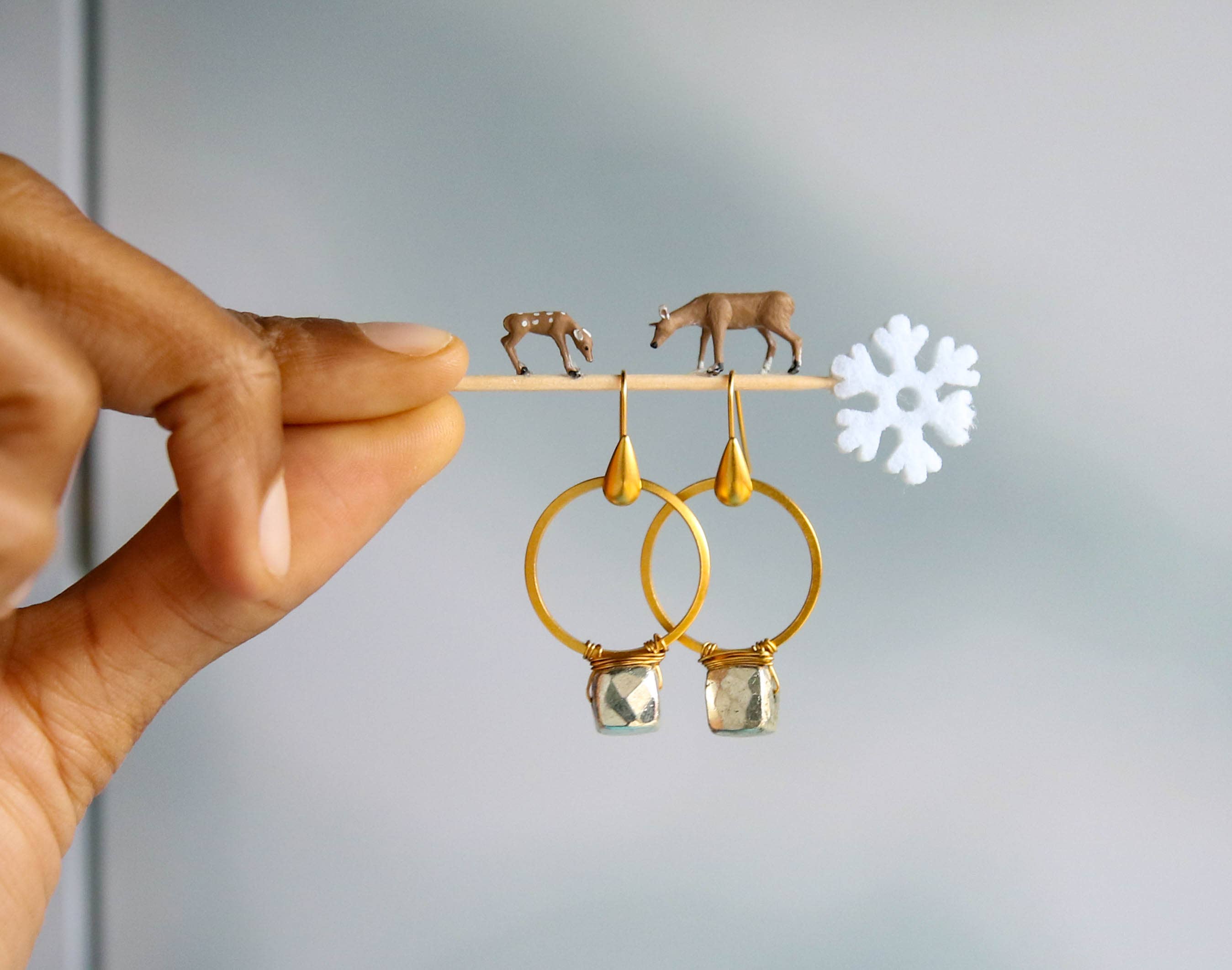 Catherine Page Jewelry - Wholesale Dangle Earrings - Satchel Earrings in Gold Pyrite2