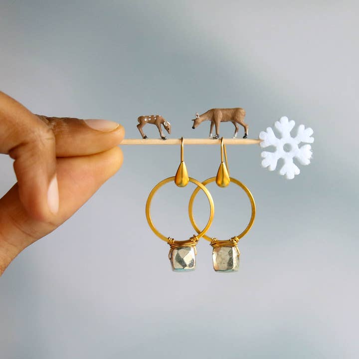 Catherine Page Jewelry - Wholesale Dangle Earrings - Satchel Earrings in Gold Pyrite2