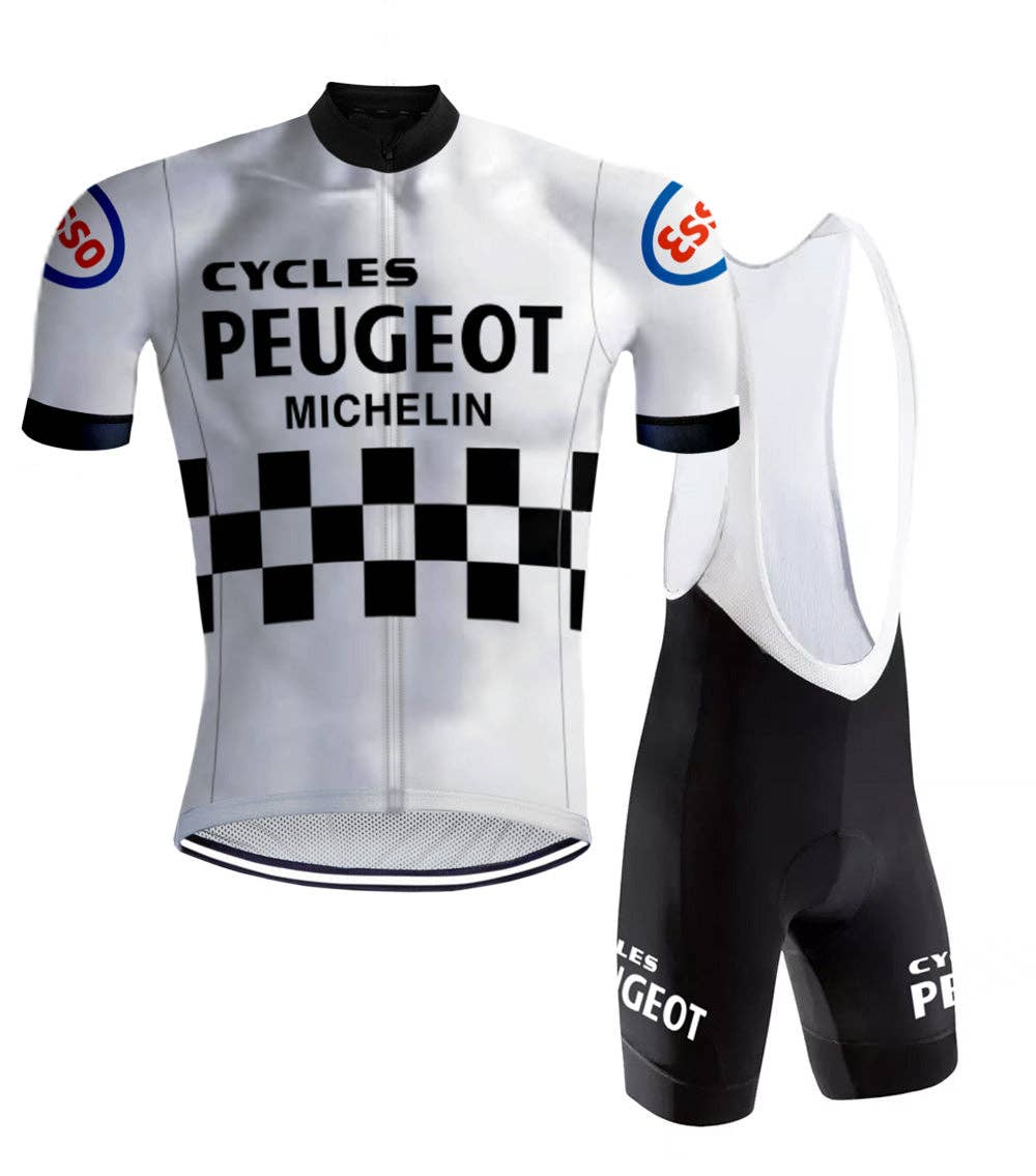 REDTED - Wholesale Athletic Top - Men's - Retro Cycling Kit Peugeot White/Black - REDTED0