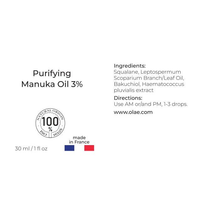 Olae Made in France – Engroshandel Ansigtsolie – Manuka olie 3% med Bakuchiol, Astaxanthin i Squalane