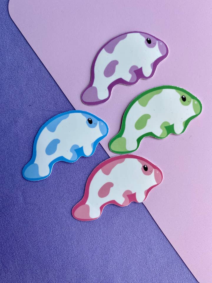 Manatee 1.5" Waterproof Colorful Stickers for wholesale by AstroManatee Shop