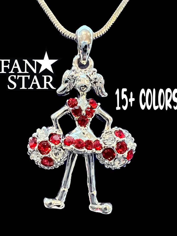 Cheer Necklace - Poms Down - Two Tone for wholesale by Fan Star Jewelry