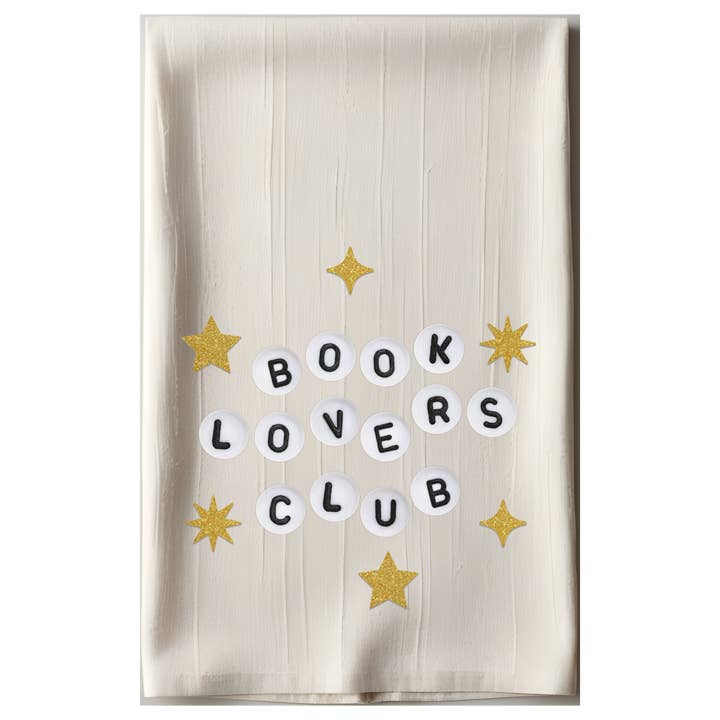 Book Lovers Club Friendship Bracelet Tea Towel for wholesale by Nearly June Design Co
