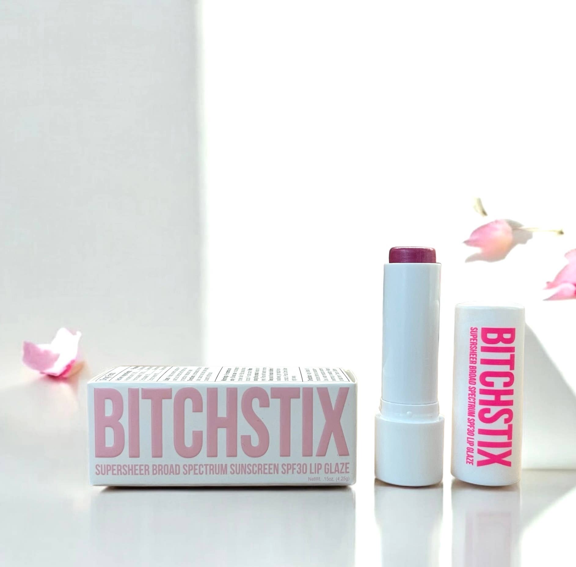 BITCHSTIX - Wholesale Lip Balm - SUPERSHEER LIP GLAZE Petal Pink - SPF30 Broad Spectrum
