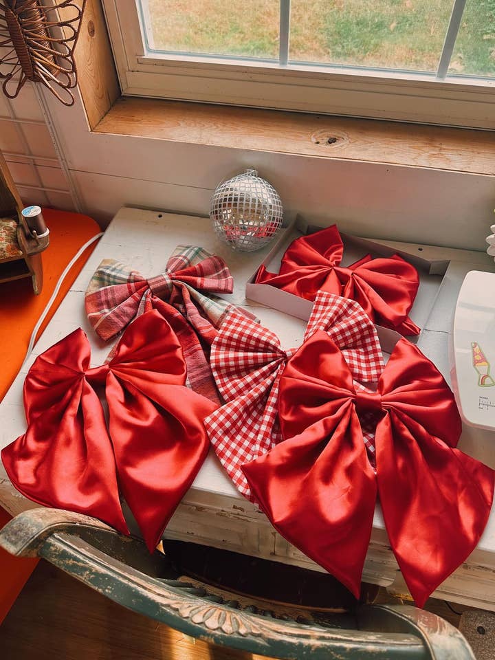 XL Chicka Bow - Red Satin for wholesale by Chicka & Co