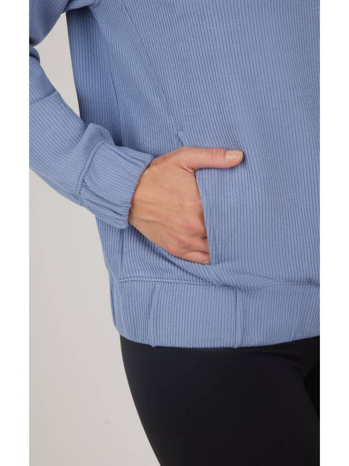 90 Degree by Reflex & Yogalicious - Wholesale Sweatshirt - Women's - Women's Scuba Rib Crew Neck Pullover with Pockets4