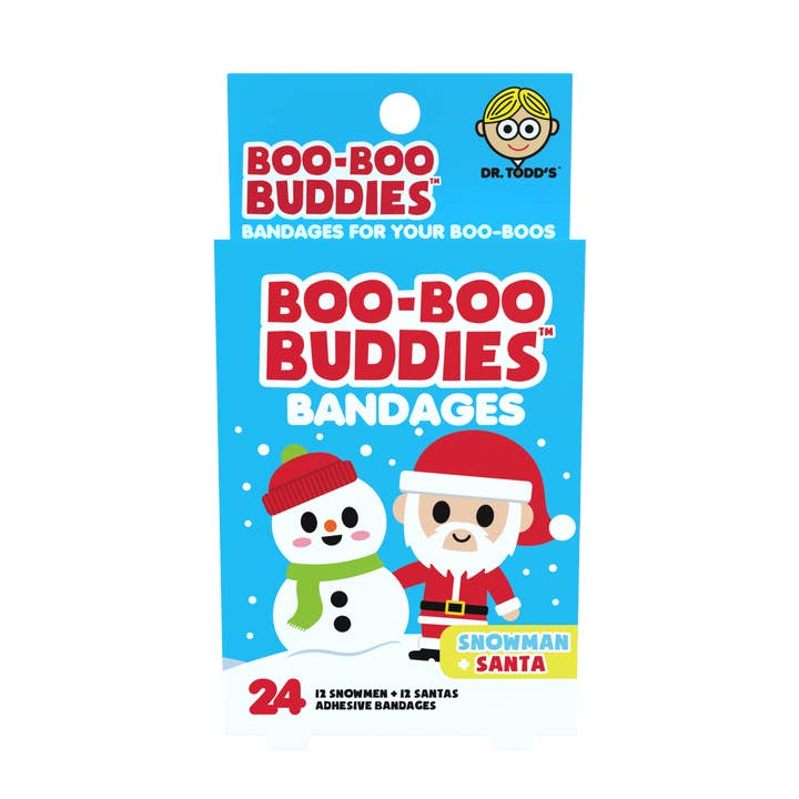 Snowman and Santa Bandages 24 Ct. Dr. Todd’s Boo Boo Buddies® for wholesale by Boo Boo Buddies