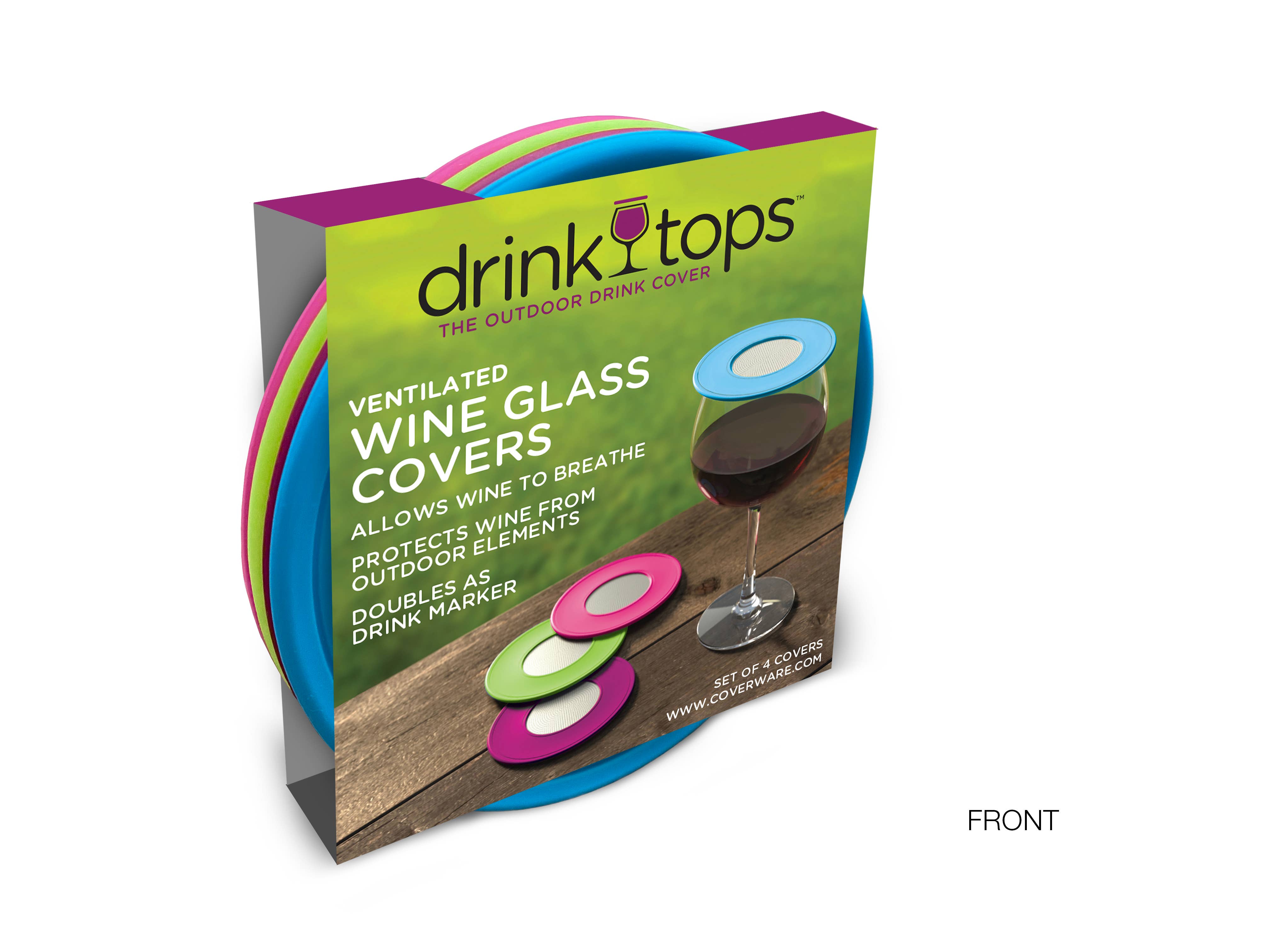 Drink Tops™ - Wholesale Wine Glass - VENTILATED Wine Glass Covers - 4/PK3