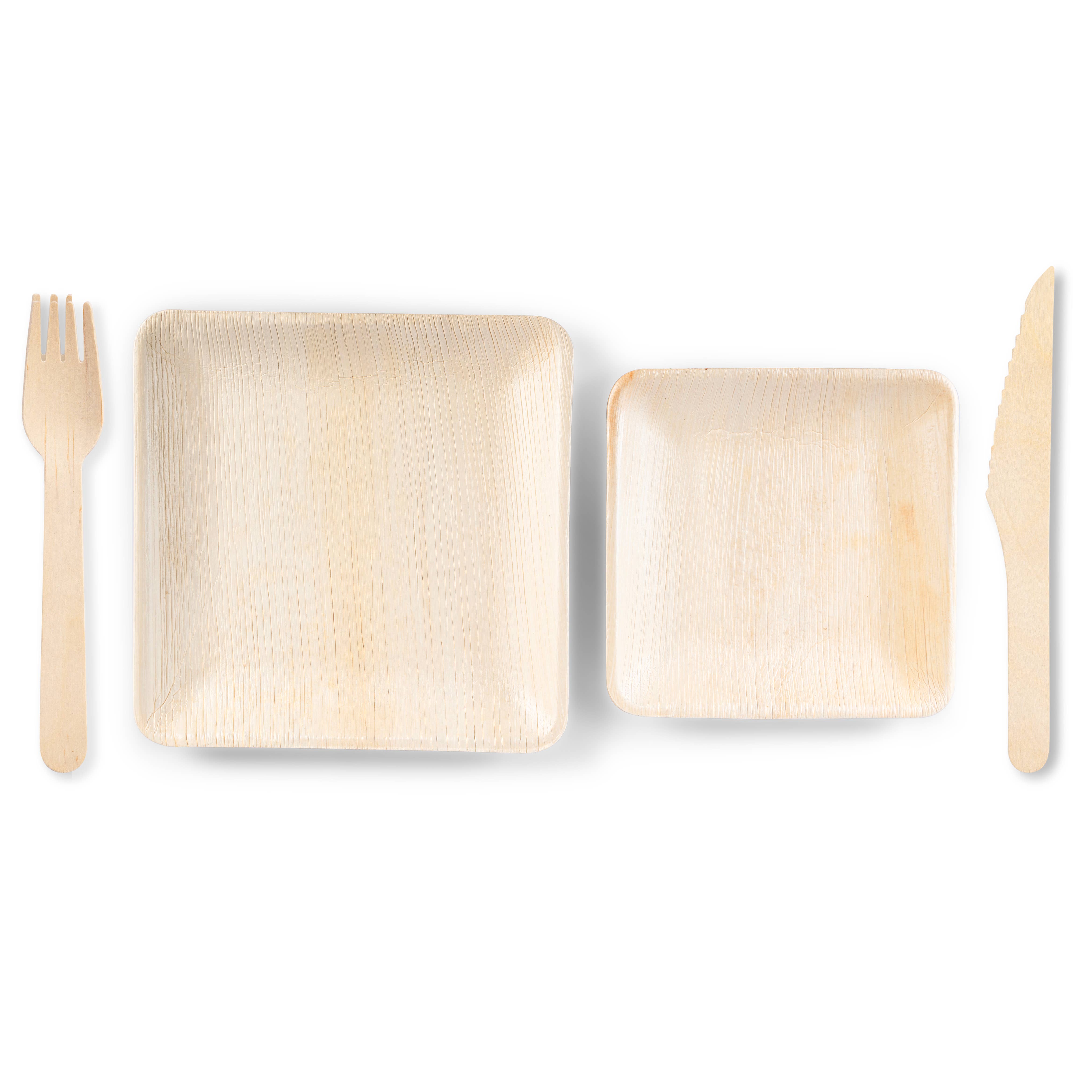 LuxeDesigns Co LLC - Wholesale Disposable Plate - Disposable 10" & 8" Palm Leaf Plate Set of 50 with Utensils7