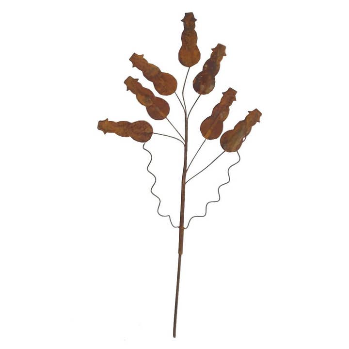 Puffy Tin Snowmen on a Wire Stick, Rustic - 13" Tall for wholesale by Birch Maison