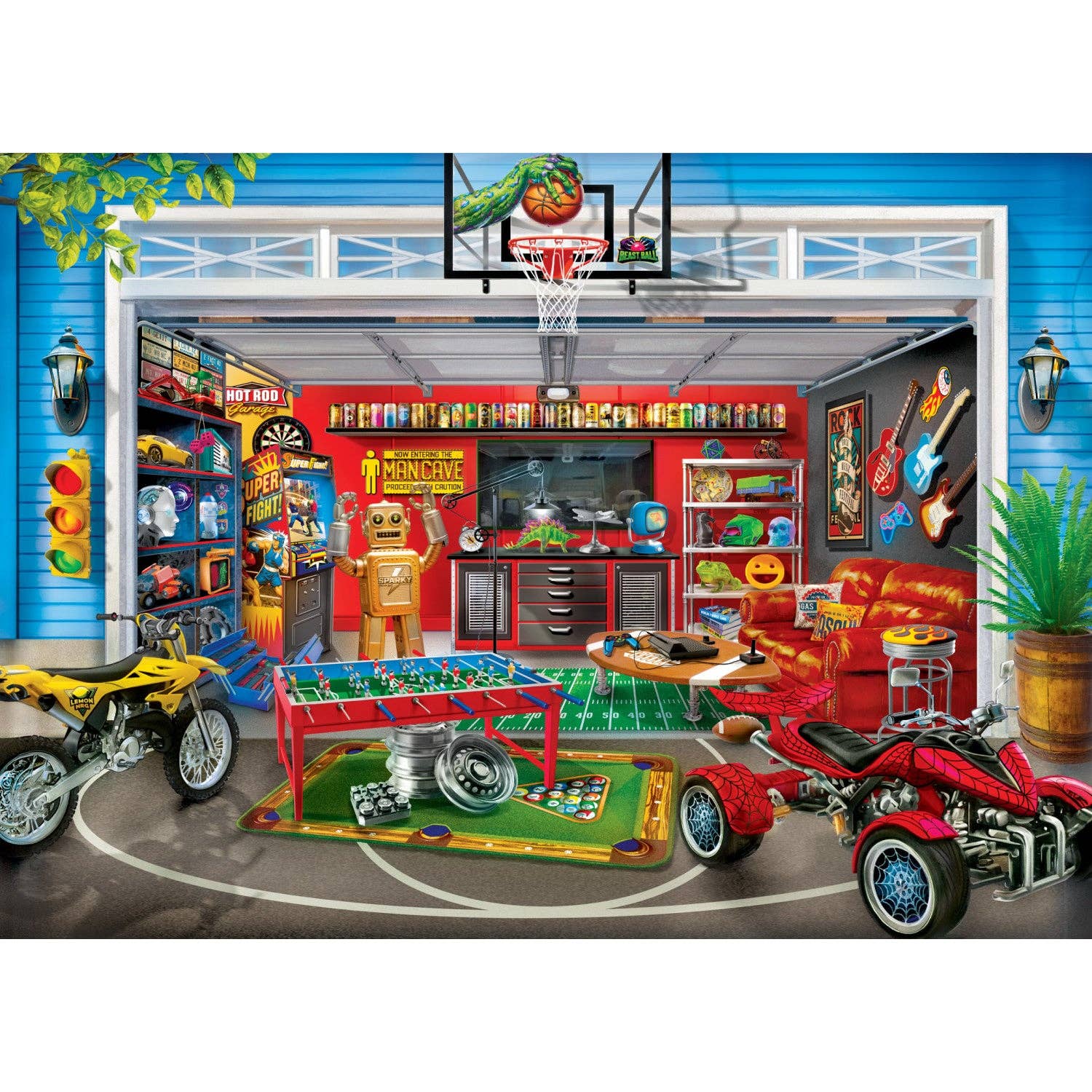 Masterpieces Puzzles - Vente Puzzle – adulte - Man Cave - Garage de rêves Puzzle de 1000 pièces1