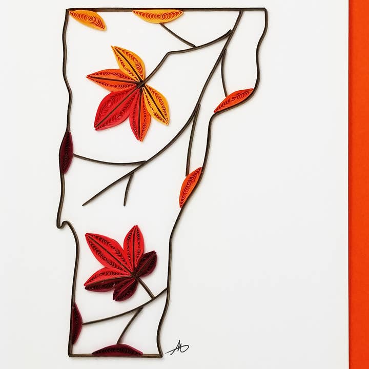 Iconic Quilling - Wholesale Everyday Greeting Card - #713 VTM Vermont w/Maple Leaf