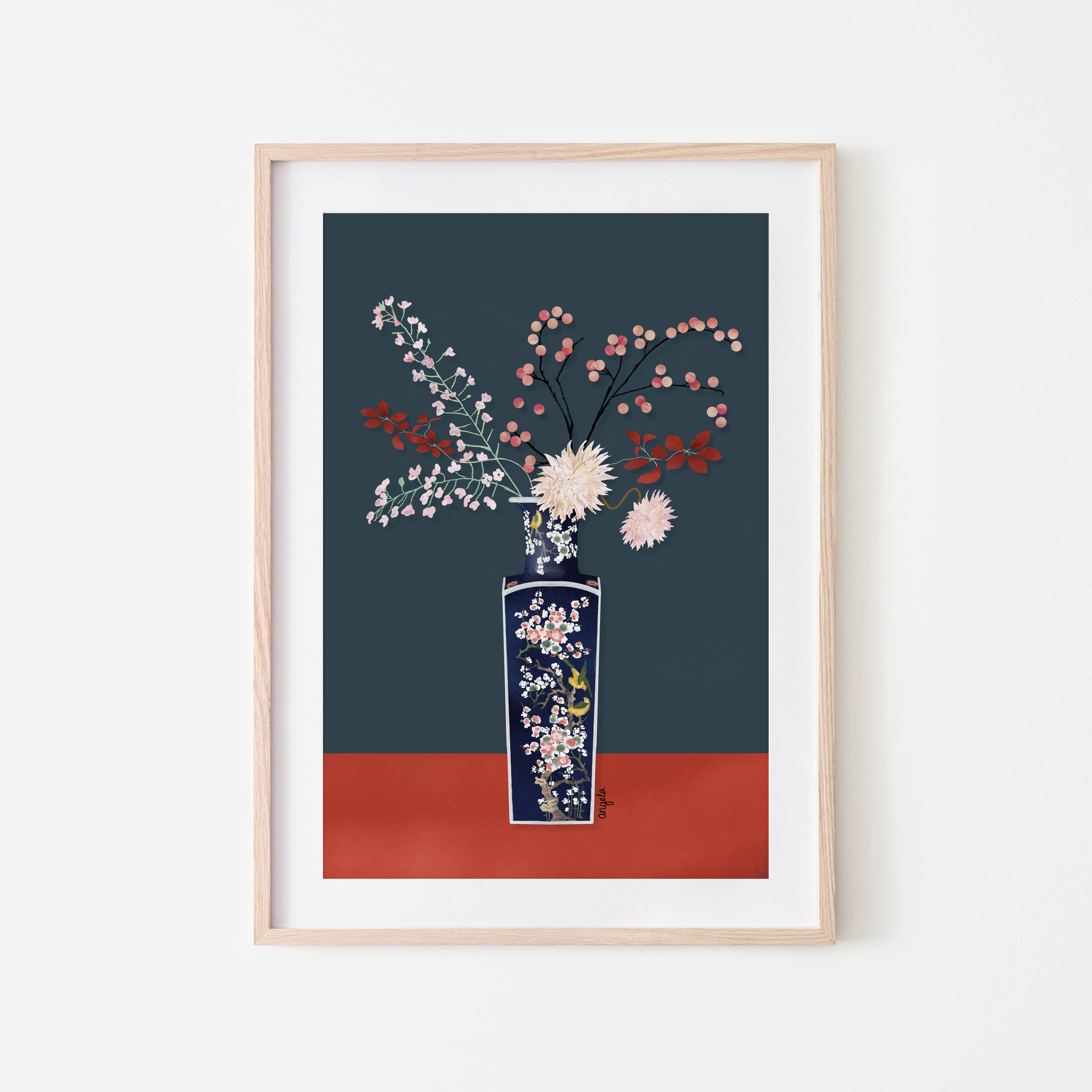 Studio Angelart - Wholesale Poster - Flowers on oriental vase illustration art print2