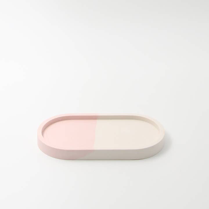 Ovalt fad i Candyfloss-lyserød og offwhite for engroshandel hos Sounds like Yellow