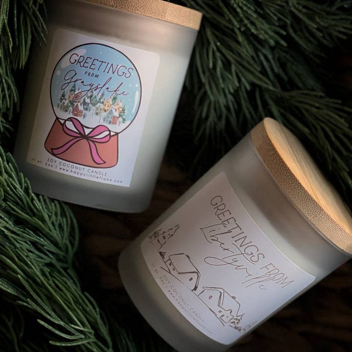 Happy Little Flame - Wholesale Jar/Filled Candle - Customizable Town Greeting Candles1