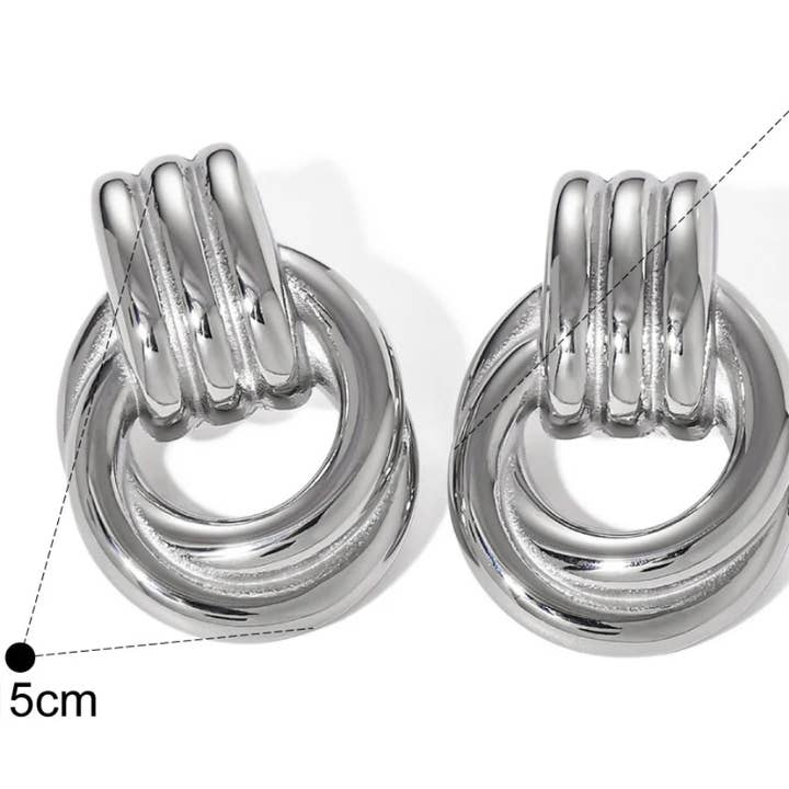 HoopLa - Wholesale Hoop Earrings - Double Knotted- Door Knocker- Two Tone Earring10