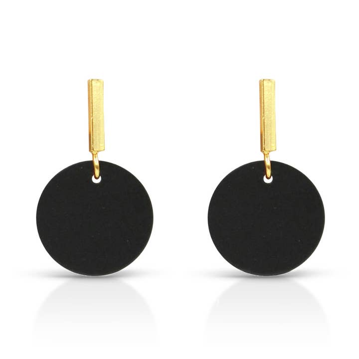 ER-415-B | Ona Minimalist Geo Earrings - Black for wholesale by Sunday Girl by Amy DiLamarra