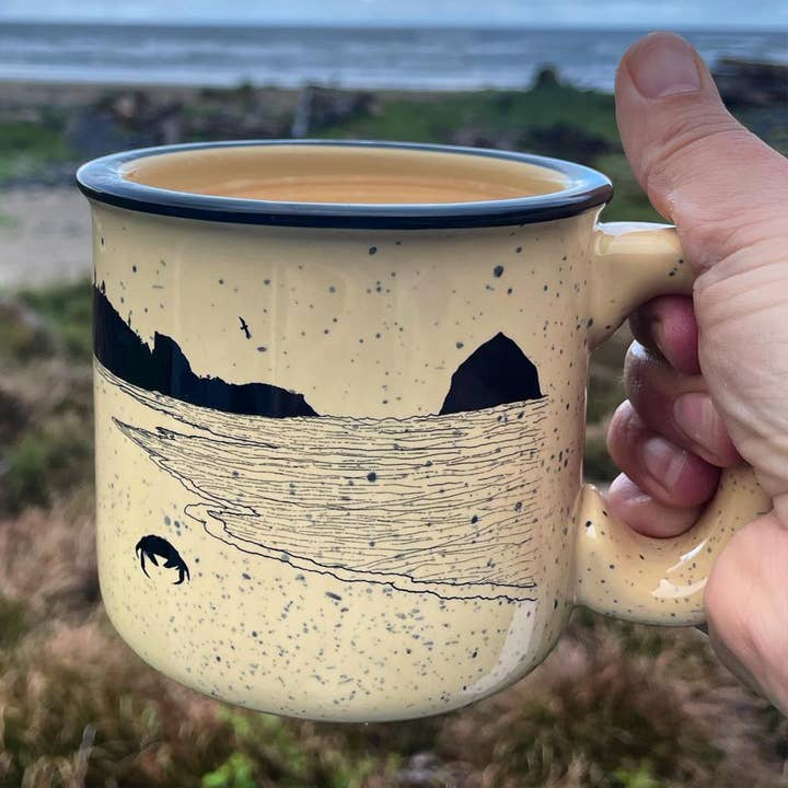 Crabby Beach 15oz Ceramic Campfire Mug for wholesale by Salty Raven Glassware