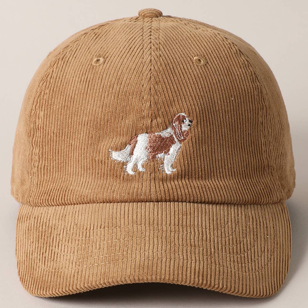 Fashion City – Boné de beisebol - Mulher por atacado – Boné de beisebol em veludo cotelê com bordado de Cavalier King5