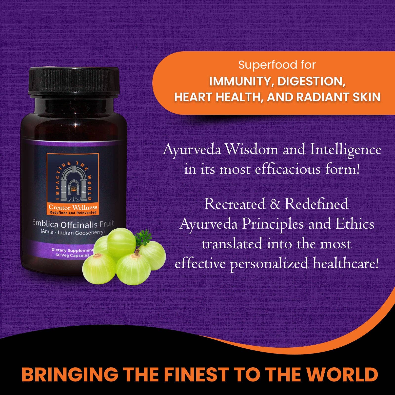 Creator Wellness - Wholesale Oral Supplement/Vitamin - Amla Supplement | 225mg Indian Gooseberry Extract | 60 Caps1