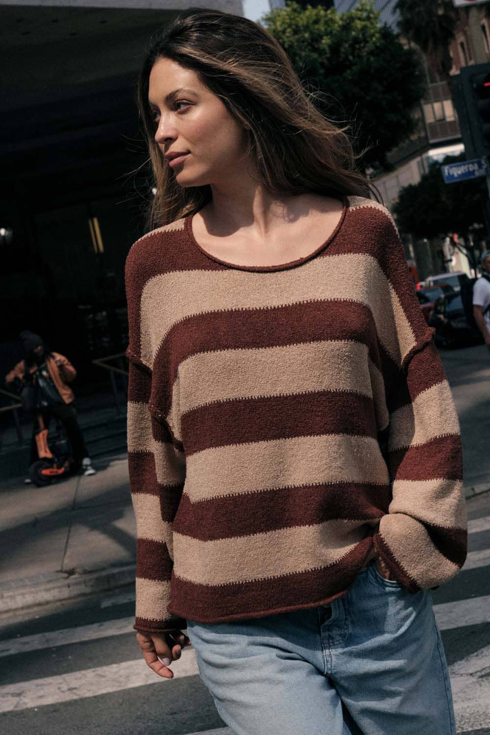 Promesa USA - Wholesale Knit Sweater - Women's - Textured Striped Knit Rolled-Edge Sweater16