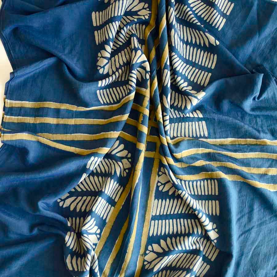 Ichcha - Wholesale Bandana - Women's - Blue Bandana Handprinted | Women Accessories - Aarya 3