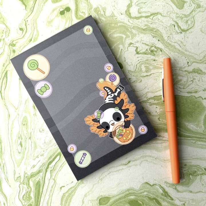 Halloween Axolotl Notepad for wholesale by Bright Bat Design