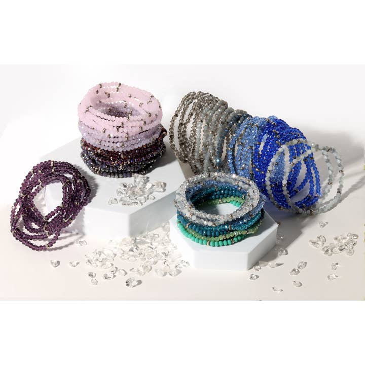 My Fun Colors - Wholesale Beaded Bracelet - Mini Crystal Beaded Stretch Bracelets | 91 Colors!