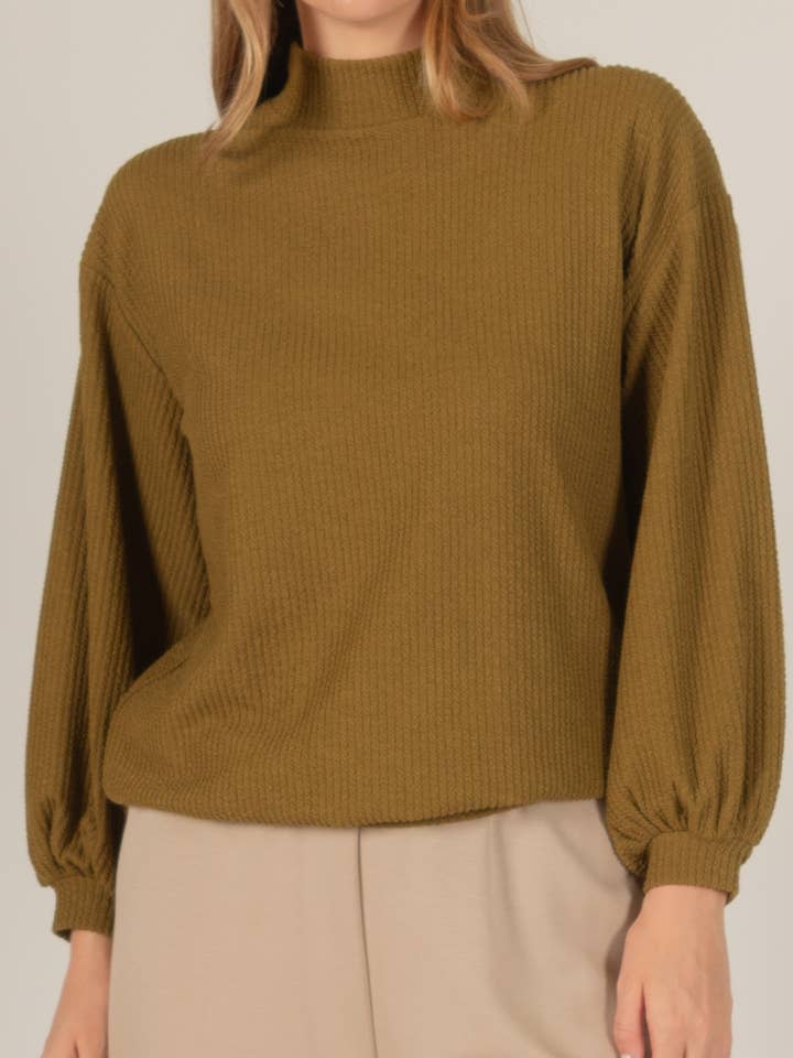 Textured Mock Neck Sweater Top for wholesale by Before You Collection
