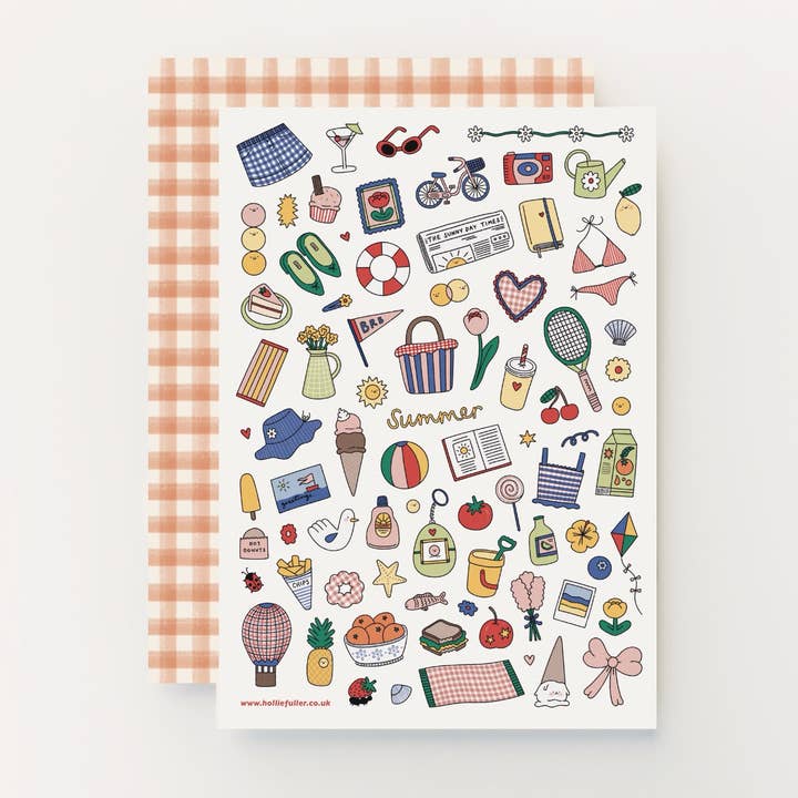 Summer Sticker Sheet for wholesale by Hollie Fuller