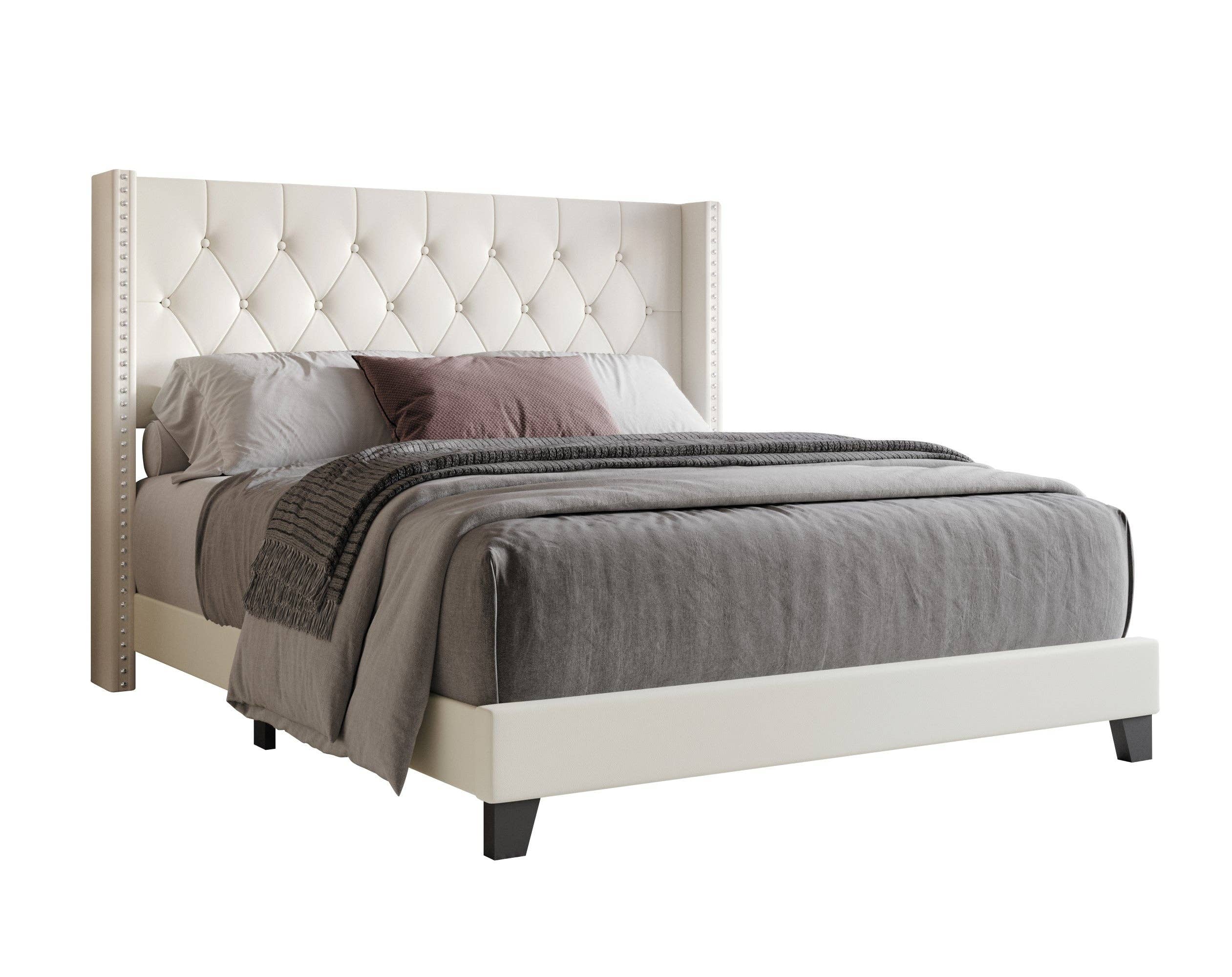 Home Design - Wholesale Bed - Homer Button-Tufted Wingback Upholstered Panel Bed Frame6