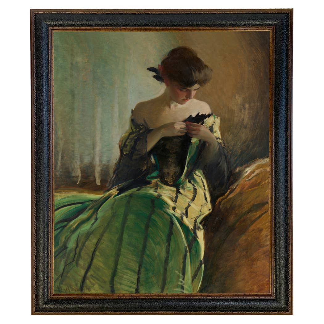 Madison Bay Co. - Historical Home Decor Reproductions - Vendita all'ingrosso Stampa artistica - Stampa su Tela Vintage di Donna in Abito Nero e Verde50