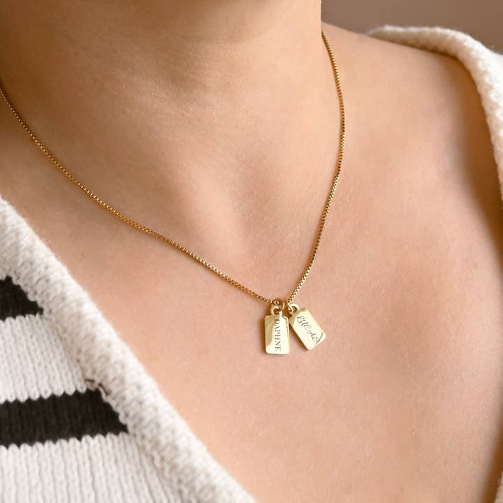 Collier à breloques personnalisées - Collier familial à barres multiples pour la vente par Blueyejewelry