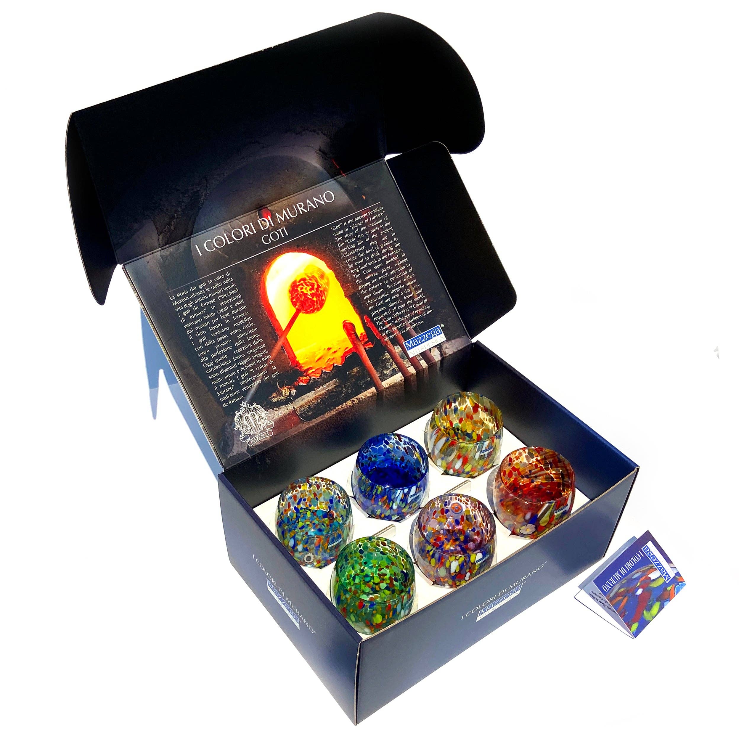 Mazzega Art & Design - Vente Verre/tasse - 6 verres en verre « Les couleurs de Murano ». ACQUA-CLASSIQUE18