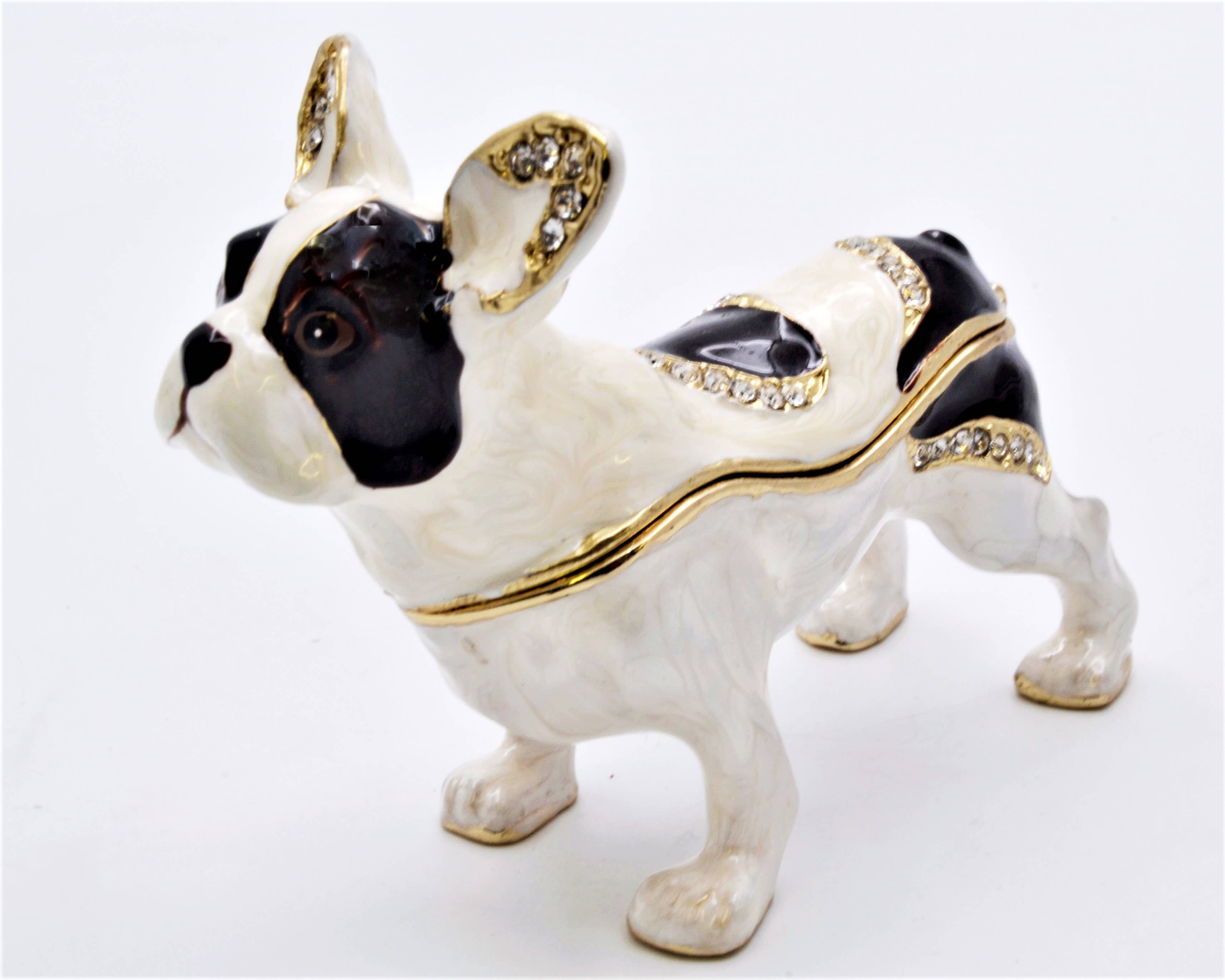 Black & White Boston Terrier Dog Trinket Box for wholesale on Faire3
