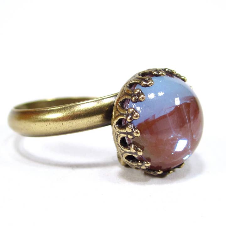 Anillo de vidrio dulce de zafiro bronce dorado antiguo con piedras para venta al por mayor de SoHo Schmuckmanufaktur